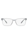 Prada 54mm Rectangular Optical Glasses In Crystal Grey