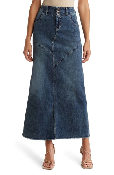 Wash Lab Denim Pieced Denim Maxi Skirt In Shine Blue