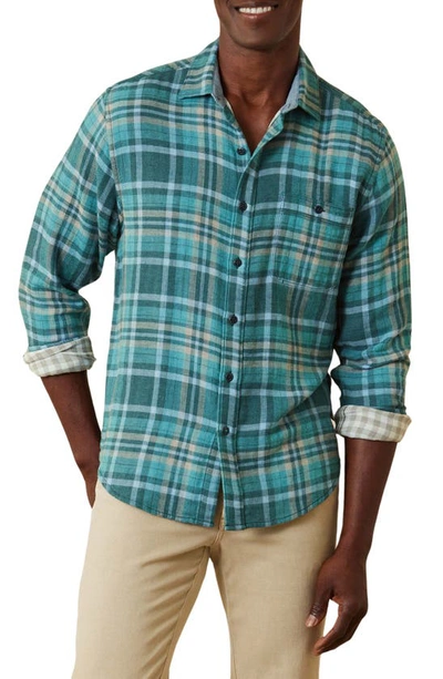Tommy Bahama Double Duty Check Plaid Cotton Button-up Shirt In Deep Sea Teal