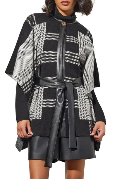 Ming Wang Belted Wrap Jacket In Ivory/ Black