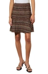 Ming Wang Ruffle Tweed Miniskirt In Chestnut/ Camel Multi