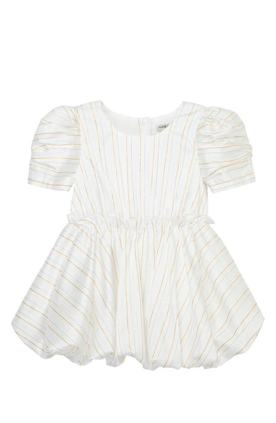 Habitual Babies' Stripe Puff Sleeve Bubble Dress In Off-white