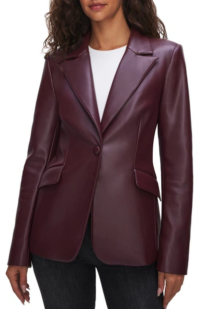 Good American Sculpted Faux Leather Blazer In Malbec