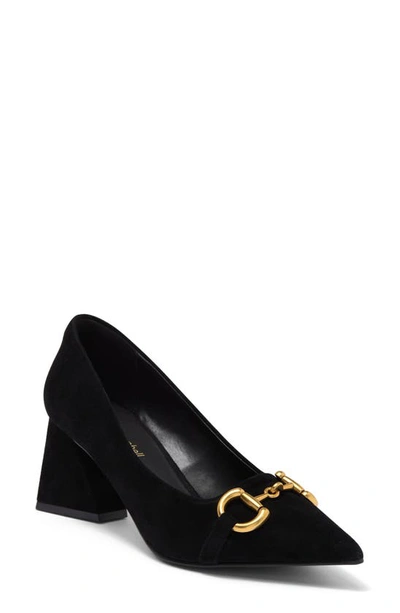 Jeffrey Campbell Happy Hour Pointed Toe Pump In Black Suede Gold