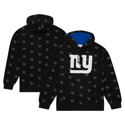 Mitchell & Ness Black New York Giants Allover Print Fleece Pullover Hoodie