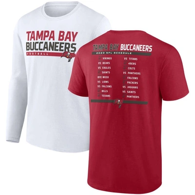Fanatics Branded Red/white Tampa Bay Buccaneers Two-pack 2023 Schedule T-shirt Combo Set In Red,white