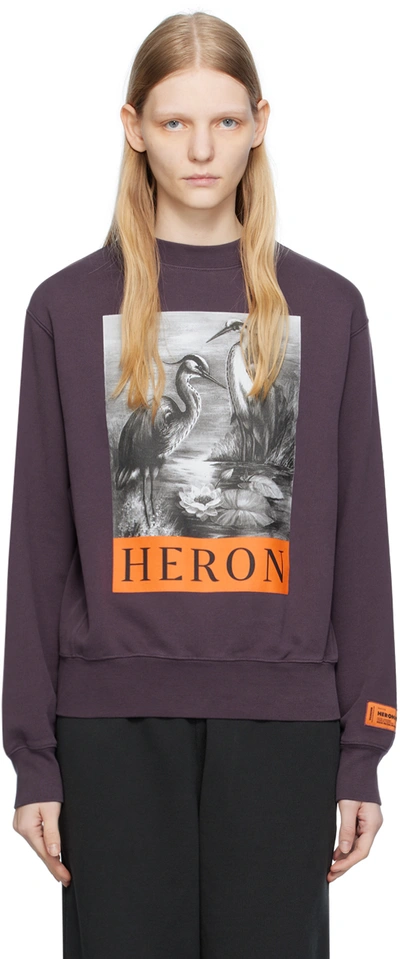 Heron Preston Purple Graphic Sweatshirt In Purple Black