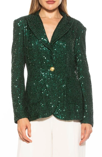 Alexia Admor Kai Sequin Blazer In Emerald
