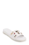 Karl Lagerfeld Jeslyn Cate Pins Embellished Slide Sandal In Bright White