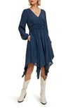 Wishlist Long Sleeve Handkerchief Hem Dress In Navy