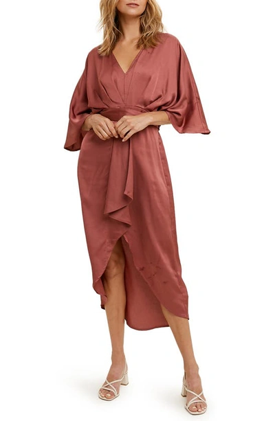 Wishlist Faux Wrap Dress In Mauve