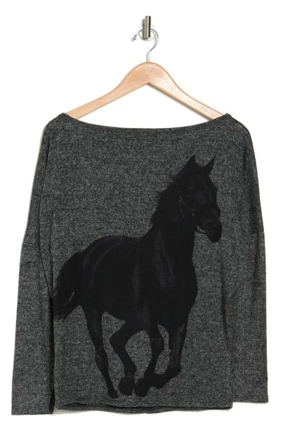 Go Couture Dolman Pullover Sweater In Black Print 1