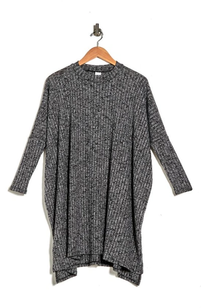 Melrose And Market Rib Long Sleeve Sweater Dress In Black- Grey