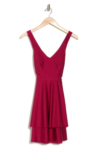 Jump Apparel V-neck Skater Dress In Scarlett
