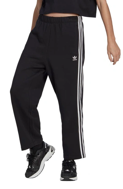 Adidas Originals Cotton French Terry Ankle Pants In Black