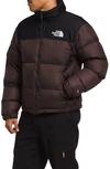 The North Face 1996 Retro Nuptse 700 Fill Power Down Packable Jacket In Coal Brown/ Tnf Black