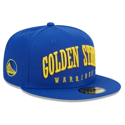 New Era Royal Golden State Warriors Big Arch Text 59fifty Fitted Hat