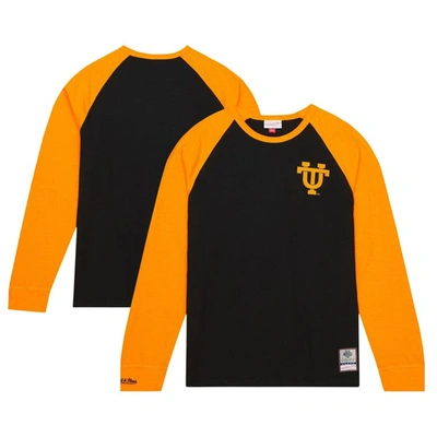 Mitchell & Ness Men's  Black Tennessee Volunteers Legendary Slub Raglan Long Sleeve T-shirt