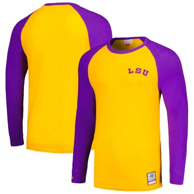 Mitchell & Ness Men's  Gold Lsu Tigers Legendary Slub Raglan Long Sleeve T-shirt
