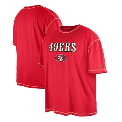 New Era Men's  Scarlet San Francisco 49ers Third Down Big And Tall Puff Print T-shirt