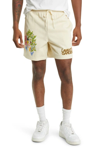 Coney Island Picnic Portrait Mesh Drawstring Shorts In Almond