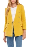 English Factory Texture Metallic Double Breasted Jacket In Yellow