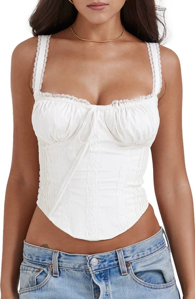 House Of Cb Gini Cotton Blend Corset Top In White
