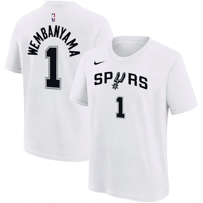 Nike Kids' Big Boys  Victor Wembanyama White San Antonio Spurs Name And Number Association T-shirt