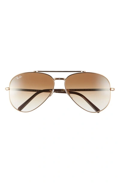 Ray Ban New Aviator 58mm Gradient Pilot Sunglasses In Gold Flash