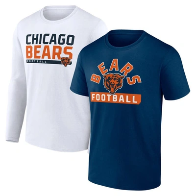 Fanatics Branded Navy/white Chicago Bears Two-pack 2023 Schedule T-shirt Combo Set In Navy,white