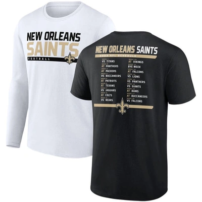 Fanatics Branded Black/white New Orleans Saints Two-pack 2023 Schedule T-shirt Combo Set In Black,white