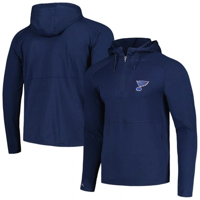 Antigua Heather Navy St. Louis Blues Spikes Raglan Quarter-zip Hoodie