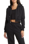 Bp. Crop Cotton Blend Zip-up Hoodie In Black Jet