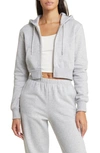 Bp. Crop Cotton Blend Zip-up Hoodie In Grey Soft Heather