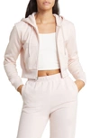 Bp. Crop Cotton Blend Zip-up Hoodie In Pink Crystal