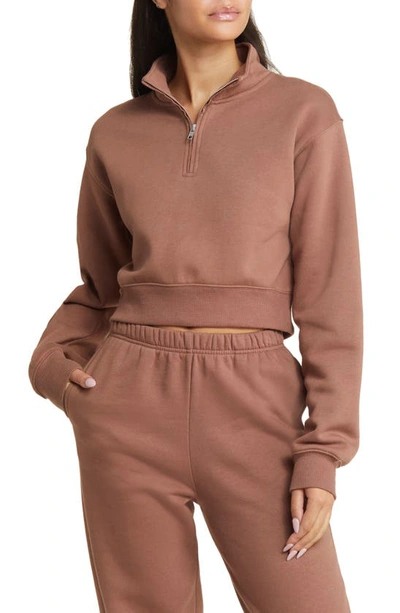 Bp. Quarter Zip Sweatshirt In Brown Topaz