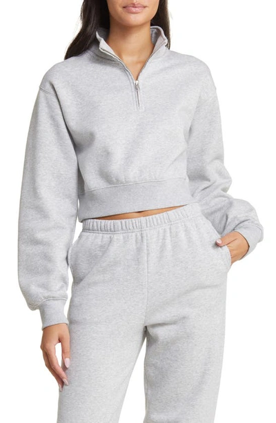 Bp. Quarter Zip Sweatshirt In Grey Soft Heather