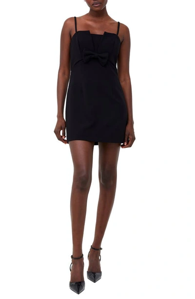 French Connection Whisper Bow Front Minidress In Blackout