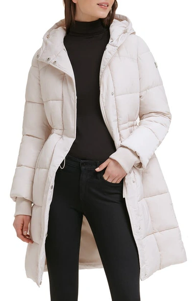 Kenneth Cole New York Memory 3/4 Length Puffer Jacket In Birch