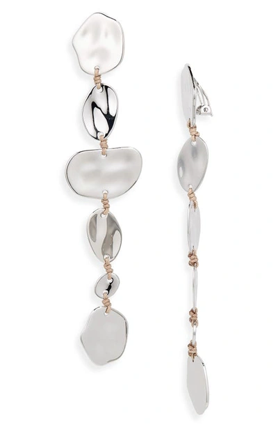 Cult Gaia Val Linear Drop Earrings In Shiny Silver