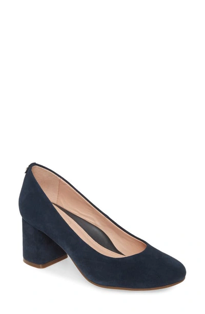 Taryn Rose Rochelle Block Heel Pump In Midnight Suede