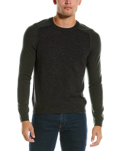 Autumn Cashmere Colorblocked Saddle Wool & Cashmere-blend Crewneck Sweater In Black