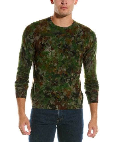 Autumn Cashmere Splatter Paint Print Wool & Cashmere-blend Crewneck Sweater In Green