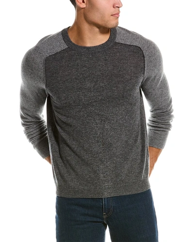 Autumn Cashmere Colorblocked Saddle Wool & Cashmere-blend Crewneck Sweater In Grey