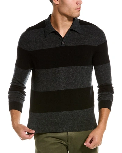 Autumn Cashmere Striped Wool & Cashmere-blend Polo Sweater In Grey