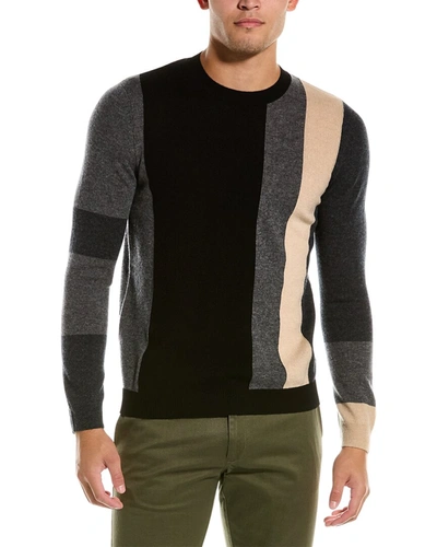 Autumn Cashmere Vertical Stripe Wool & Cashmere-blend Crewneck Sweater In Black