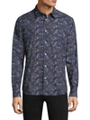Paul Smith All Over 1974 Print Button-down Shirt In Blue Multi