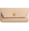 Tory Burch Kira Leather Envelope Clutch - Brown In Sand
