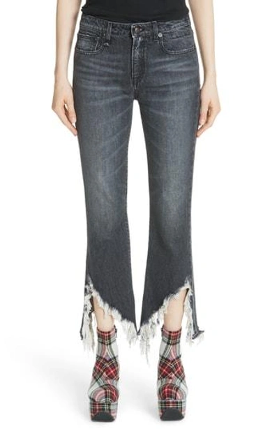 R13 Frayed Mid-rise Flared Jeans In Gray