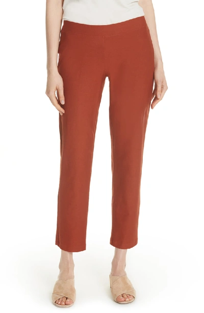 Eileen Fisher Washable Stretch Crepe Cropped Pants In Deep Pekoe